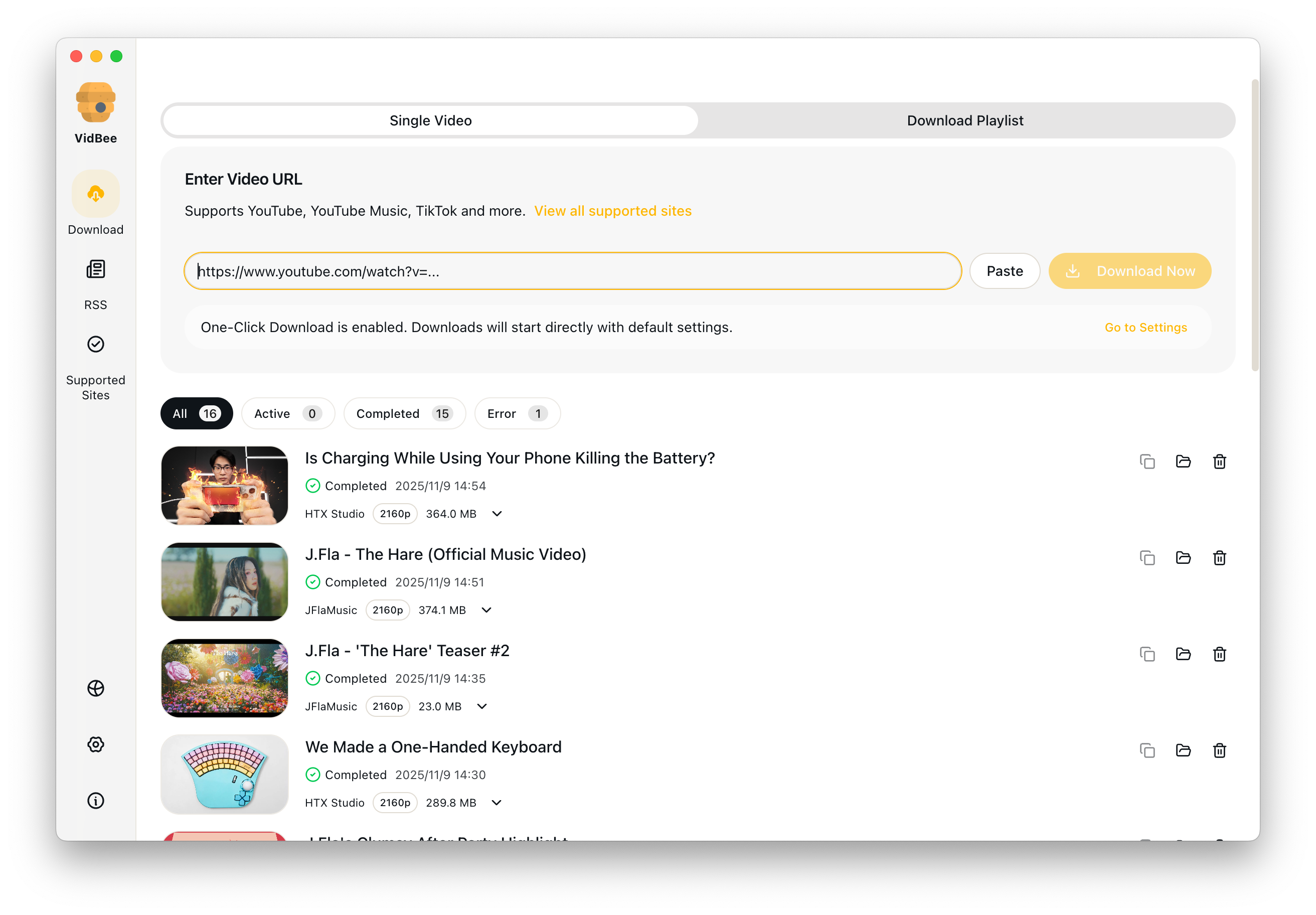 VidBee Download Queue - Elegant video downloader interface with smart queue management