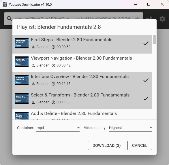 YoutubeDownloader 介面預覽